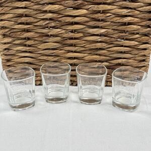 Set Of 4 VTG JACK DANIELS Clear Embossed OLD NO. 7 Square Rocks Glasses 3.5"H
